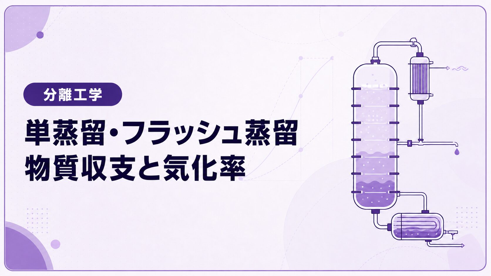 単蒸留・フラッシュ蒸留とは？物質収支と気化率を例題で解説