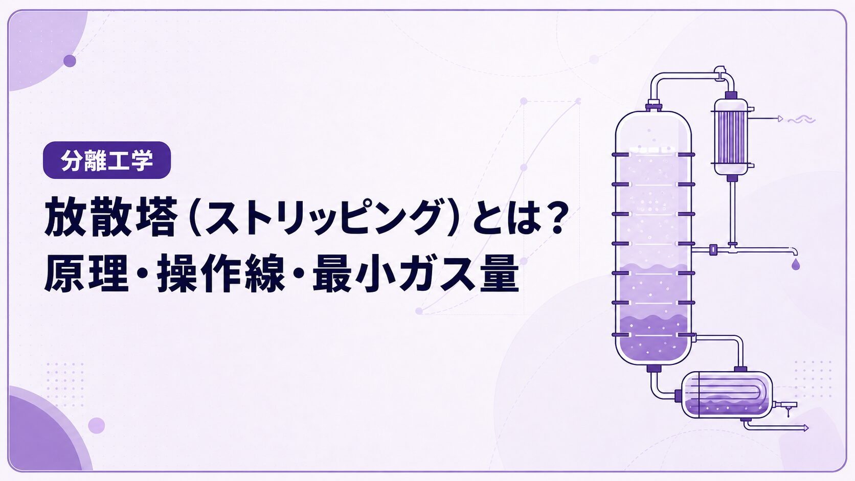 放散塔(ストリッピング)とは?原理・操作線・最小ガス量を例題で解説