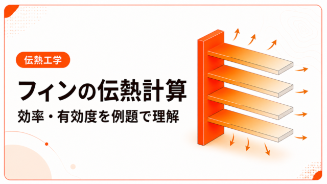 高温の基部から複数の放熱フィンへ熱が伝わり、周囲空気へ放出されるフィン伝熱の模式図