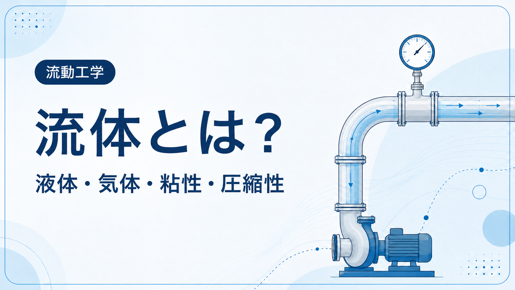 液体と気体の違い、粘性、圧縮性を解説する流体の基礎記事アイキャッチ